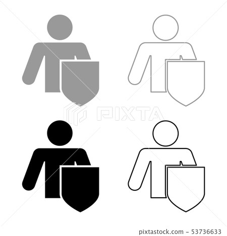 Stick man with shield Protecting personal data 53736633
