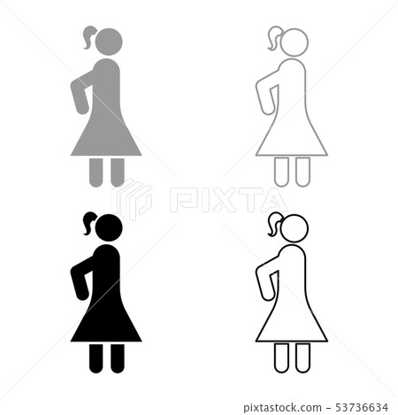 Woman stick icon set black grey color vector Woman stick icon set black grey color vector 53736634