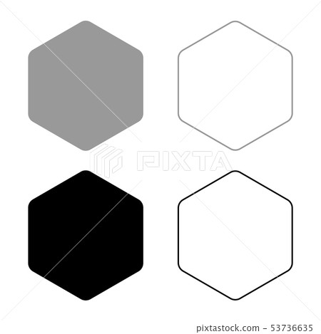 Hexagon with rounded corners icon set black grey Hexagon with rounded corners icon set black grey 53736635