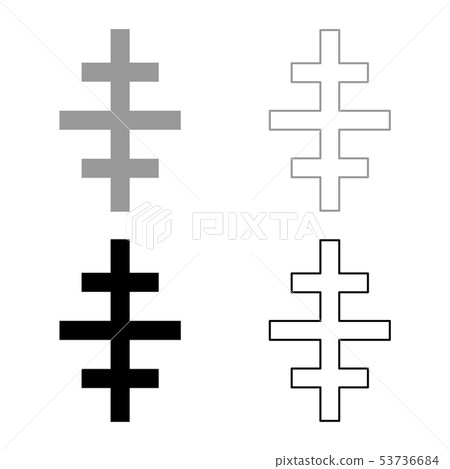 Cross papal roman church icon set black grey color Cross papal roman church icon set black grey color 53736684