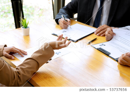 New staff candidate are in Job interview 53737656