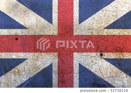 Union Jack flag on the white wall background Union Jack flag on the white wall background 53738158
