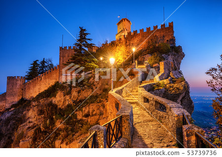 First tower of San Marino at night 53739736