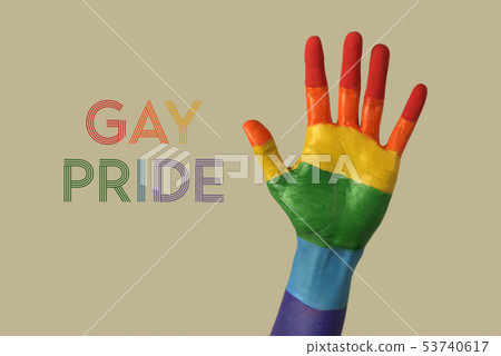 hand painted as rainbow flag and text gay pride hand painted as rainbow flag and text gay pride 53740617