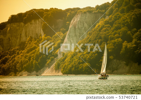 Chalk cliff rocks of Rugen isle at Sassnitz Chalk cliff rocks of Rugen isle at Sassnitz 53740721