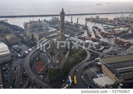 lanterna lighthouse genoa town aerial view 53740867