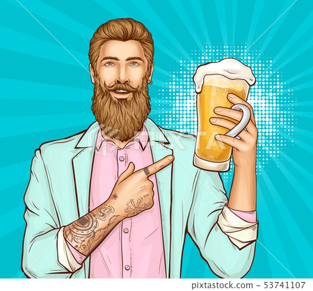 Beer Festival Pop Art Vector Banner Template Stock Illustration