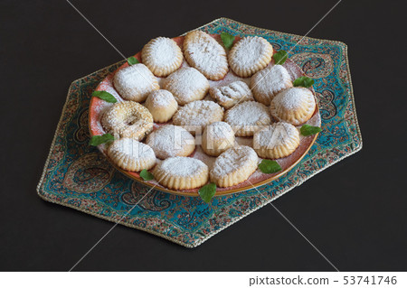 Ramadan sweets background. Arabic cookies Maamoul. Ramadan sweets background. Arabic cookies Maamoul. 53741746