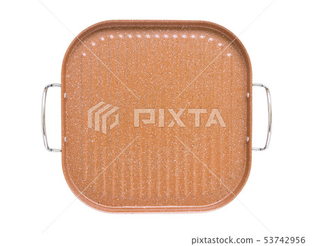 Top view of square grill pan isolated on white Top view of square grill pan isolated on white 53742956