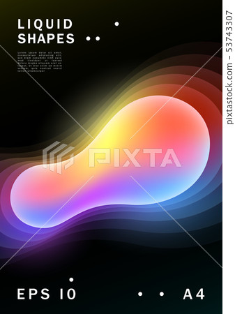 Brochure template layout design with bright glows liquid shape for flyers, covers, posters, cards 53743307