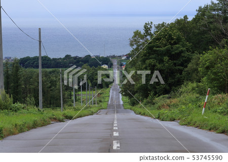 Hokkaido Shari road leading to the sea (summer) 53745590