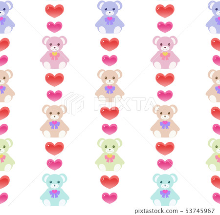 Seamless pattern full of teddy bears Heart vertical line Seamless pattern full of teddy bears Heart vertical line 53745967