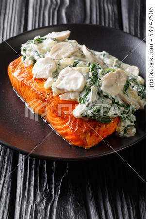 whole salmon fillet is baked to perfection, then 53747506