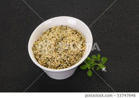 Peeled hemp seeds in the bowl 53747646