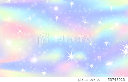 Unicorn rainbow background. Holographic sky 53747923