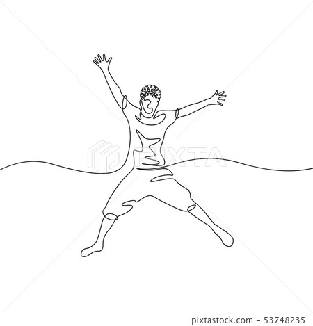 Continuous one line drawing happy jumping boy - Stock Illustration ...