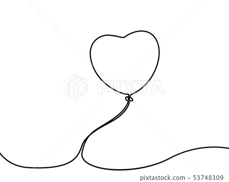 Continuous line balloon in the shape of a heart. Vector illustration. Continuous line balloon in the shape of a heart. Vector illustration. 53748309
