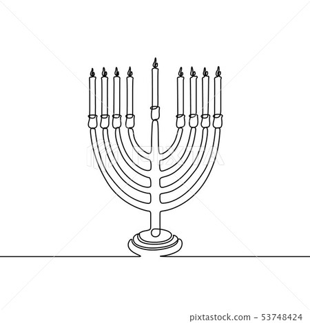 Continuous one line Hanukkah candle. Vector illustration.  53748424