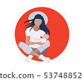 Vector illustration of a young mother with baby. 53748852