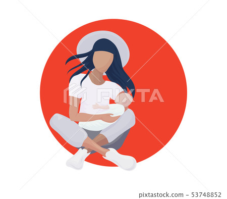 Vector illustration of a young mother with baby. 53748852