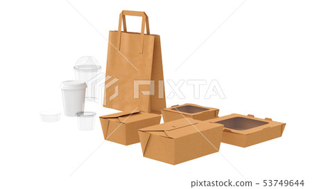 Packaging food box cardboard brown open and closed Packaging food box cardboard brown open and closed 53749644