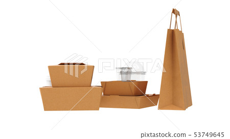 Packaging food box cardboard brown open and closed, front view Packaging food box cardboard brown open and closed, front view 53749645