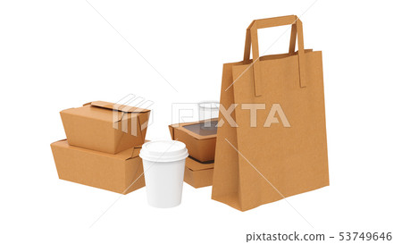 Packaging food box cardboard brown open and closed Packaging food box cardboard brown open and closed 53749646