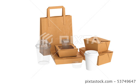 Packaging food box cardboard brown open and closed Packaging food box cardboard brown open and closed 53749647