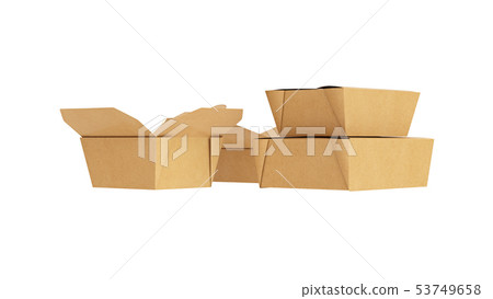 Packaging food box cardboard brown open and closed, front view Packaging food box cardboard brown open and closed, front view 53749658
