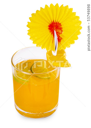 The Orange juice glass with slices of lime and The Orange juice glass with slices of lime and 53749898