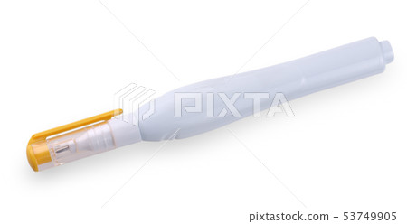 The Yellow pen corrector on a white background 53749905