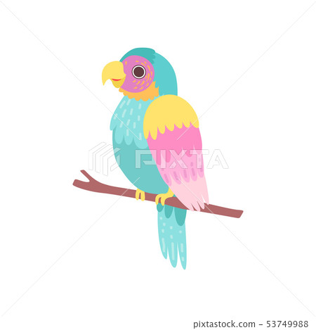 Beautiful Tropical Parrot Sitting on Perch Vector Illustration Beautiful Tropical Parrot Sitting on Perch Vector Illustration 53749988