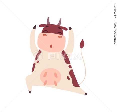 Cute Cow Doing Sport Exercise Funny Farm Stock Illustration