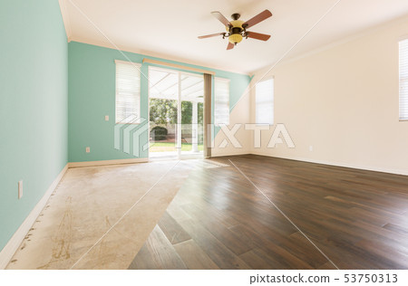 Empty Room with Cross Section Showing Before and 53750313