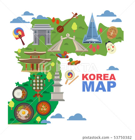 korea map clipart symbols