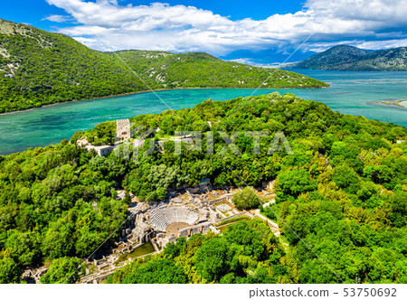 Aerial view of Butrint archaeological site in Albania Aerial view of Butrint archaeological site in Albania 53750692