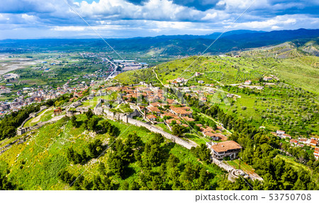 Aerial view of Berat Castle in Albania Aerial view of Berat Castle in Albania 53750708