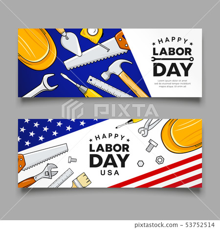 Happy labor day Construction tools vector banners Happy labor day Construction tools vector banners 53752514