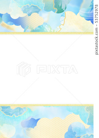 Background-Japanese-Japanese style-Japanese pattern-Japanese paper-summer-frame-light blue 53752978