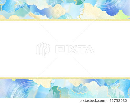 Background-Japanese-Japanese style-Japanese pattern-Japanese paper-summer-frame-light blue