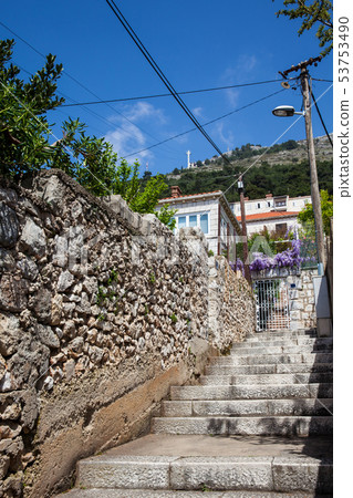The beautiful steepy alleys of Dubrovnik city The beautiful steepy alleys of Dubrovnik city 53753490