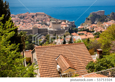 Panoramic view of the roofs of Dubrovnik Panoramic view of the roofs of Dubrovnik 53753504