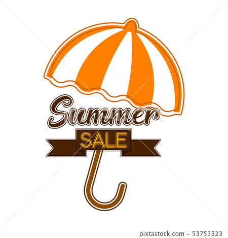 Summer sale label with a umbrella Summer sale label with a umbrella 53753523