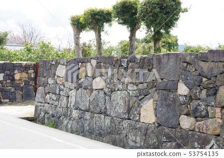 茨城縣城鎮武士住宅的建設的石垣 茨城縣城鎮武士住宅的建設的石垣 53754135