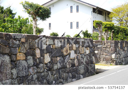 石垣和Sak市城鎮武士住宅的建設的大門 石垣和Sak市城鎮武士住宅的建設的大門 53754137