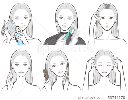 做護髮的婦女的例證 做護髮的婦女的例證 53754278