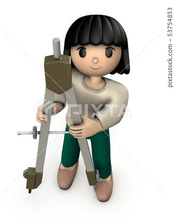 Girl holding a big compass 53754853