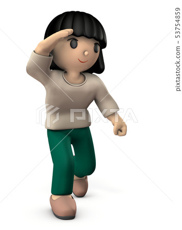 Girl holding hands and looking over the distance 53754859