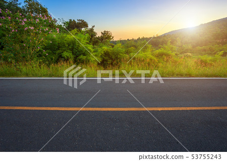 Rural road with Scenic view of the reservoir Huay 53755243