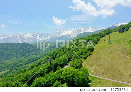 Aerial view of the Koiike plateau in early summer Aerial view of the Koiike plateau in early summer 53755784
